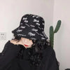 Double Sided Wide Brim Bucket Hat Graffiti Lettered Outdoor Unisex Cap-Bucket Hats-Arimonz-Arimonz