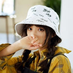 Double Sided Wide Brim Bucket Hat Graffiti Lettered Outdoor Unisex Cap-Bucket Hats-Arimonz-Arimonz
