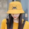 Double Sided Wide Brim Bucket Hat Graffiti Lettered Outdoor Unisex Cap-Bucket Hats-Arimonz-Cat-Yellow Black-22in-Arimonz