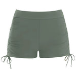 Drawstring Swim Briefs Beach Shorts Ruched Bottom High Cut Shorts-Shorts-Arimonz-Army green-S-Arimonz