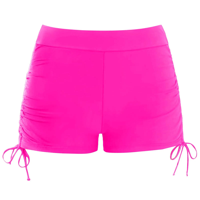 Drawstring Swim Briefs Beach Shorts Ruched Bottom High Cut Shorts-Shorts-Arimonz-Hot Pink-S-Arimonz