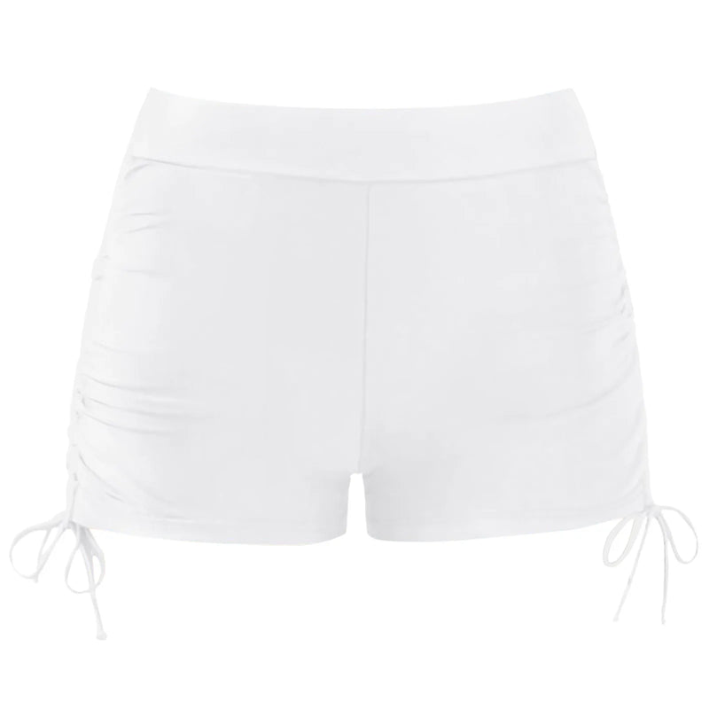Drawstring Swim Briefs Beach Shorts Ruched Bottom High Cut Shorts-Shorts-Arimonz-White-S-Arimonz
