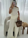 Elegant Solid Irregular Long Pant Sets for Women Top Pants Set