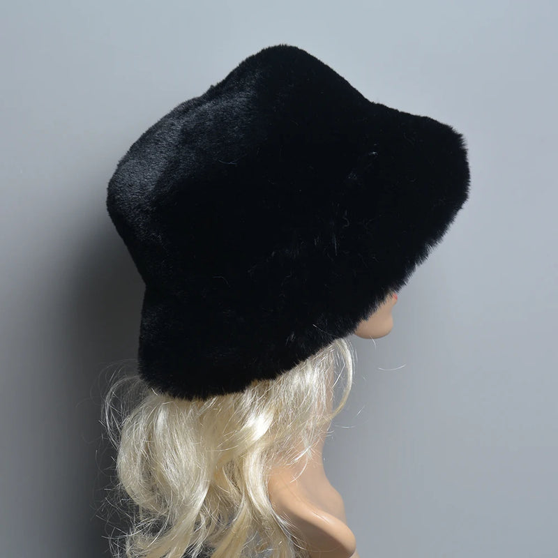 Faux Rabbit Fur Hat Super Soft Women Winter Hat Cotton Lining Warm Hat