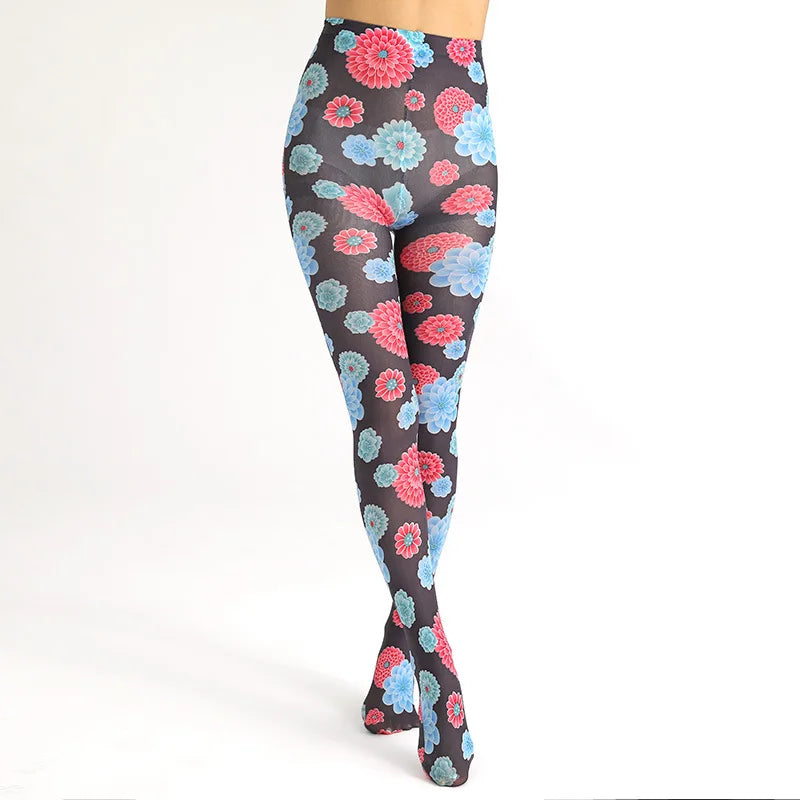 Pantyhose Women Tights Leopard Print Flowers Butterfly Pantyhose