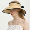 Edged Straw Sun Hat Foldable Raffia Large Brim Hollow Top Beach Hat-Summer Hats-Arimonz-Arimonz