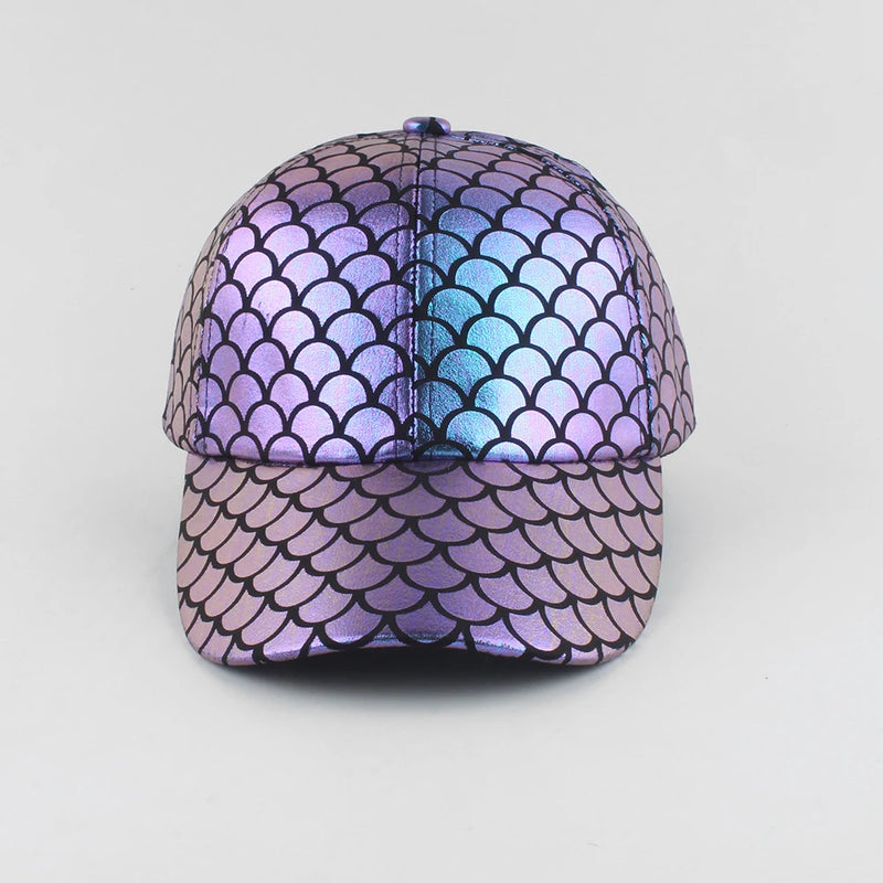 Scale Print Baseball Cap Snapback Hats For Women Fish Scale Print Hat