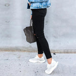 Elastic High-Waisted Ripped Denim Trousers Pencil Pants Jeans-Skinny Jeans-Arimonz-Arimonz