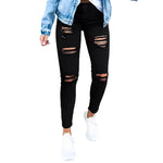 Elastic High-Waisted Ripped Denim Trousers Pencil Pants Jeans-Skinny Jeans-Arimonz-Arimonz