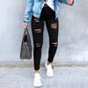 Elastic High-Waisted Ripped Denim Trousers Pencil Pants Jeans-Skinny Jeans-Arimonz-Arimonz