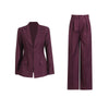Elegant Classic Blazer And Wide Leg Trouser Two-Piece Pant Suit Set-Wear To Work Sets-Arimonz-Burgundy-S-Arimonz