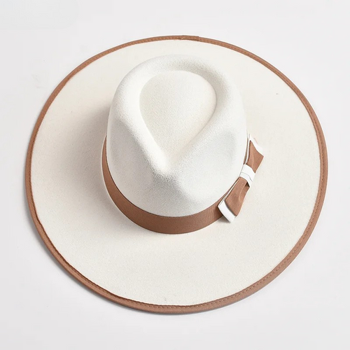 Elegant Fascinator Bow Tie Fedora Hat Wide Brim Jazz Party Women Hat-Hats-Arimonz-Arimonz