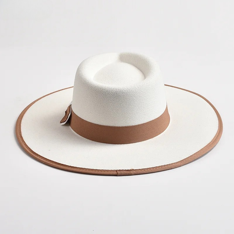 Elegant Fascinator Bow Tie Fedora Hat Wide Brim Jazz Party Women Hat-Hats-Arimonz-Arimonz