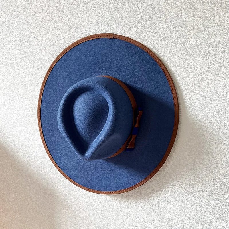 Elegant Fascinator Bow Tie Fedora Hat Wide Brim Jazz Party Women Hat-Hats-Arimonz-Peacock blue-56-58CM/22"-Arimonz
