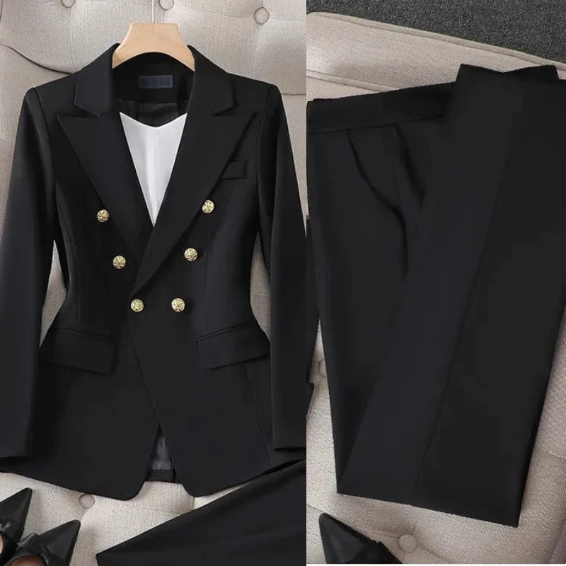 Elegant Fashionable Western Style High-End Business Attire Office Wear-Wear To Work Sets-Arimonz-Black Coat + pants set-XL-Arimonz