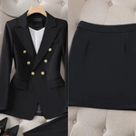 Elegant Fashionable Western Style High-End Business Attire Office Wear-Wear To Work Sets-Arimonz-Black Coat + skirt set-S-Arimonz