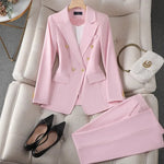 Elegant Fashionable Western Style High-End Business Attire Office Wear-Wear To Work Sets-Arimonz-Pink Coat + pants set-S-Arimonz