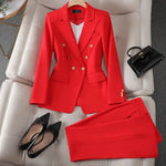 Elegant Fashionable Western Style High-End Business Attire Office Wear-Wear To Work Sets-Arimonz-Red Coat + pants set-S-Arimonz