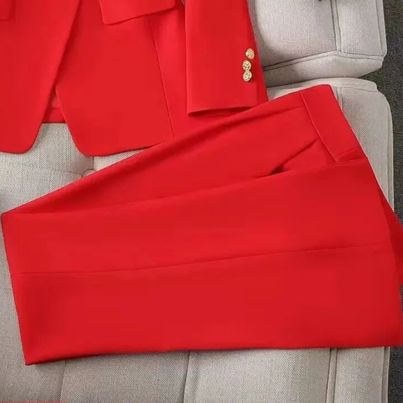 Elegant Fashionable Western Style High-End Business Attire Office Wear-Wear To Work Sets-Arimonz-Red one-piece pants-S-Arimonz