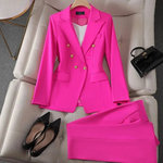Elegant Fashionable Western Style High-End Business Attire Office Wear-Wear To Work Sets-Arimonz-Rose Red Coat + pants set-S-Arimonz