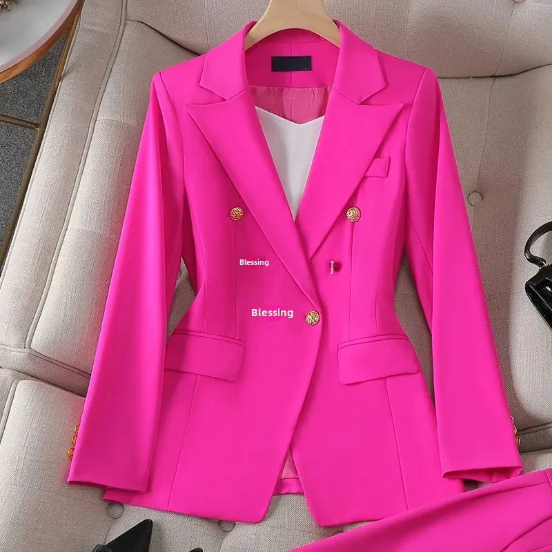 Elegant Fashionable Western Style High-End Business Attire Office Wear-Wear To Work Sets-Arimonz-Rose red one-piece coat-S-Arimonz