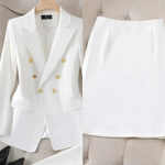 Elegant Fashionable Western Style High-End Business Attire Office Wear-Wear To Work Sets-Arimonz-White coat + skirt set-S-Arimonz