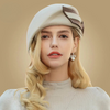 Elegant Fedora with Bow Pillbox Hat Vintage Wool French Beret-Hats-Arimonz-Arimonz