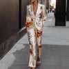 Elegant Flower Print Commuting Set Casual Long Sleeve and Pants Outfit-Wear To Work Sets-Arimonz-Arimonz