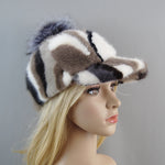 Elegant Natural Mink Fur Handmade Stylish Warm Baseball Cap-Women's Caps-Arimonz-colorful 1-Adjustable-Arimonz