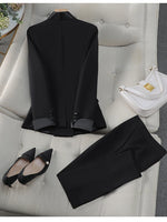 Elegant Office Lady Work Outfit Blazer and Trousers Solid Color Set-Wear To Work Sets-Arimonz-Arimonz