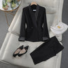 Elegant Office Lady Work Outfit Blazer and Trousers Solid Color Set-Wear To Work Sets-Arimonz-Black-S-Arimonz