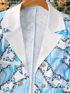 Elegant Print Long Sleeved Lapel Suit Jacket and Slim Fit Pants Set-Wear To Work Sets-Arimonz-Arimonz