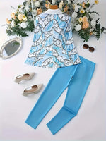 Elegant Print Long Sleeved Lapel Suit Jacket and Slim Fit Pants Set-Wear To Work Sets-Arimonz-Arimonz