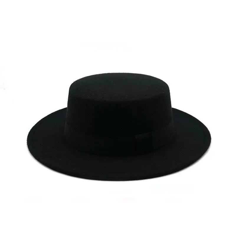 Elegant Retro with Pearls and Floral Detail Big Brim Top Fedora Hat-Hats-Arimonz-2in brim black-22in-Arimonz