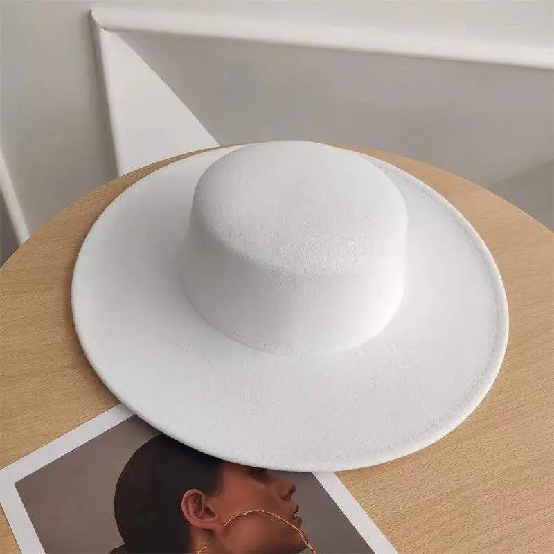 Elegant Retro with Pearls and Floral Detail Big Brim Top Fedora Hat-Hats-Arimonz-3.74in brim white-22in-Arimonz