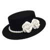 Elegant Retro with Pearls and Floral Detail Big Brim Top Fedora Hat-Hats-Arimonz-Arimonz