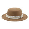 Elegant Solid Band Fashion Flat Dome Fedora Felt Hat Luxury Jazz Cap-Hats-Arimonz-Arimonz