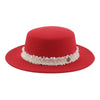 Elegant Solid Band Fashion Flat Dome Fedora Felt Hat Luxury Jazz Cap-Hats-Arimonz-Arimonz
