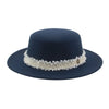 Elegant Solid Band Fashion Flat Dome Fedora Felt Hat Luxury Jazz Cap-Hats-Arimonz-Arimonz