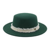 Elegant Solid Band Fashion Flat Dome Fedora Felt Hat Luxury Jazz Cap-Hats-Arimonz-Arimonz