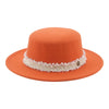 Elegant Solid Band Fashion Flat Dome Fedora Felt Hat Luxury Jazz Cap-Hats-Arimonz-Arimonz