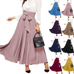 Elegant Temperament High Waist Front Bow Tie Pleated A Line Skirt-Skirts-Arimonz-Arimonz