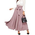 Elegant Temperament High Waist Front Bow Tie Pleated A Line Skirt-Skirts-Arimonz-Pink-XS-Arimonz