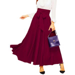 Elegant Temperament High Waist Front Bow Tie Pleated A Line Skirt-Skirts-Arimonz-Wine-XS-Arimonz