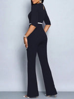 Elegant Temperament Solid Color Top and Wide Leg Pants Set with Belt-Wear To Work Sets-Arimonz-Arimonz