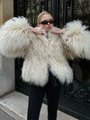 Elegant Thicken Cropped Faux Fur Coat Long Sleeve Loose Fur Jacket-Fuzzy Jackets-Arimonz-White-S-Arimonz