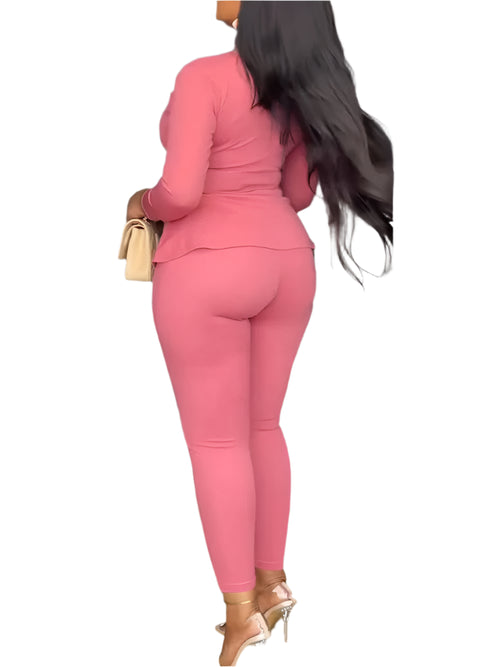 Elegant V-neck Bandage Top and Pencil Pants Outfit Suit 2 Piece Set-Wear To Work Sets-Arimonz-Arimonz