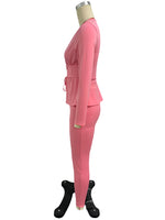 Elegant V-neck Bandage Top and Pencil Pants Outfit Suit 2 Piece Set-Wear To Work Sets-Arimonz-Arimonz
