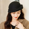 Elegant Vintage Wool Fedora Winter Women Cap Floppy Warped Edge Beret-Hats-Arimonz-Arimonz