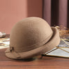 Elegant Vintage Wool Fedora Winter Women Cap Floppy Warped Edge Beret-Hats-Arimonz-Arimonz
